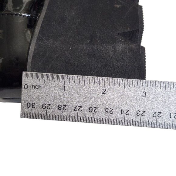 Gothic Punk Biker Patent Faux Leather Platform Wedge Boots Chain Buckle 36/6.5 - Picture 11 of 11